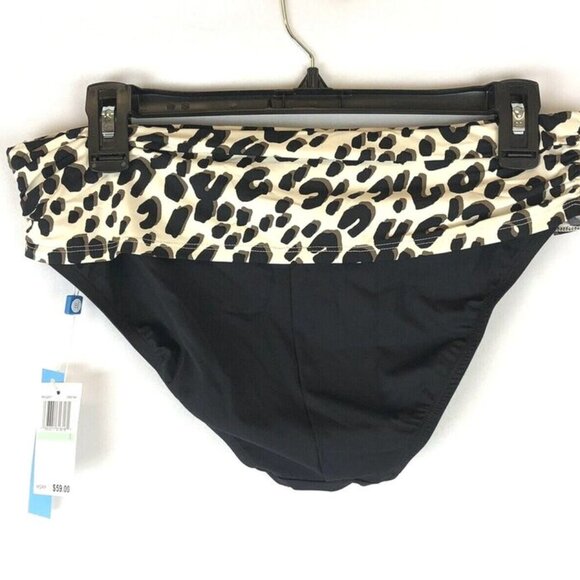 Bleu Rod Beattie Women’s Sarong Cheetah Print Black Bikini Bottom Size 8 - Picture 2 of 3